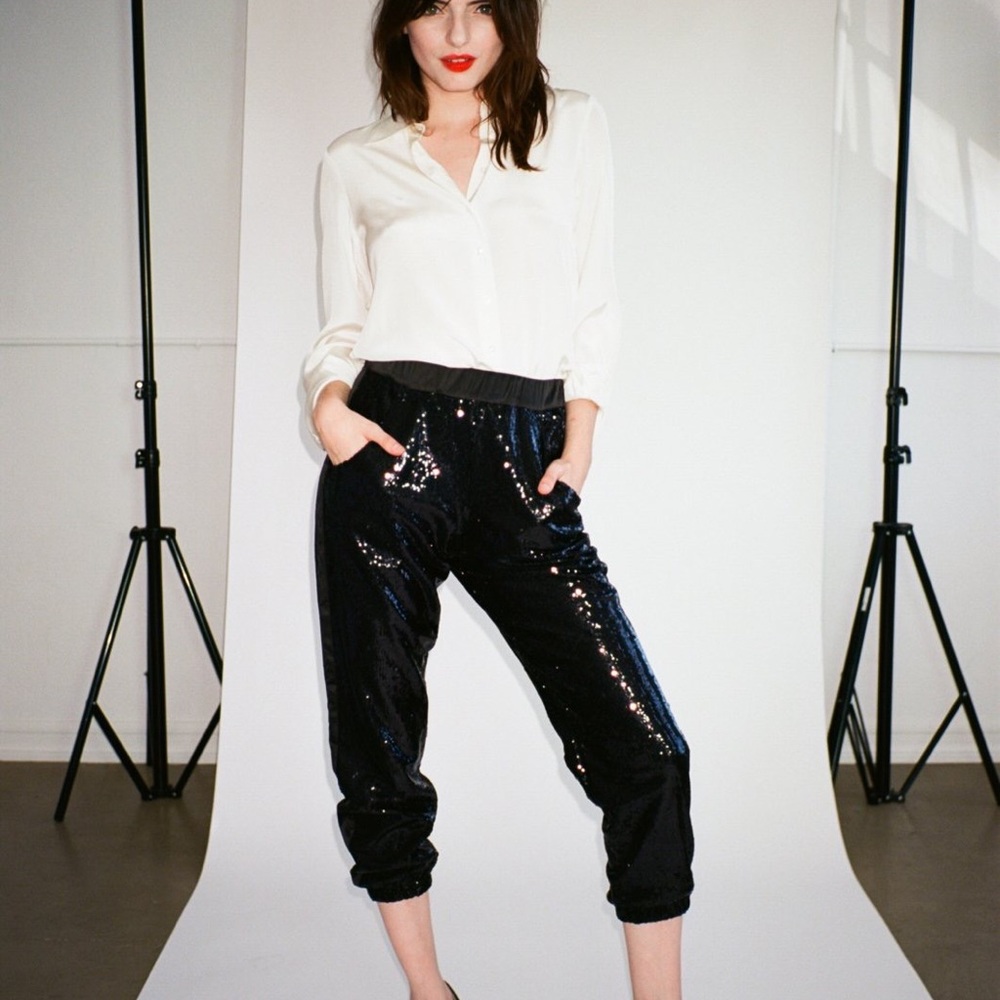 L’Ecole des Femmes Sequin Catwoman Pants NWOT black size S